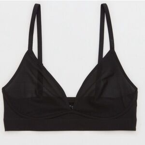 Aerie Smoothez sheer mesh lightweight Black Women's‎ Bralette size XS NWT